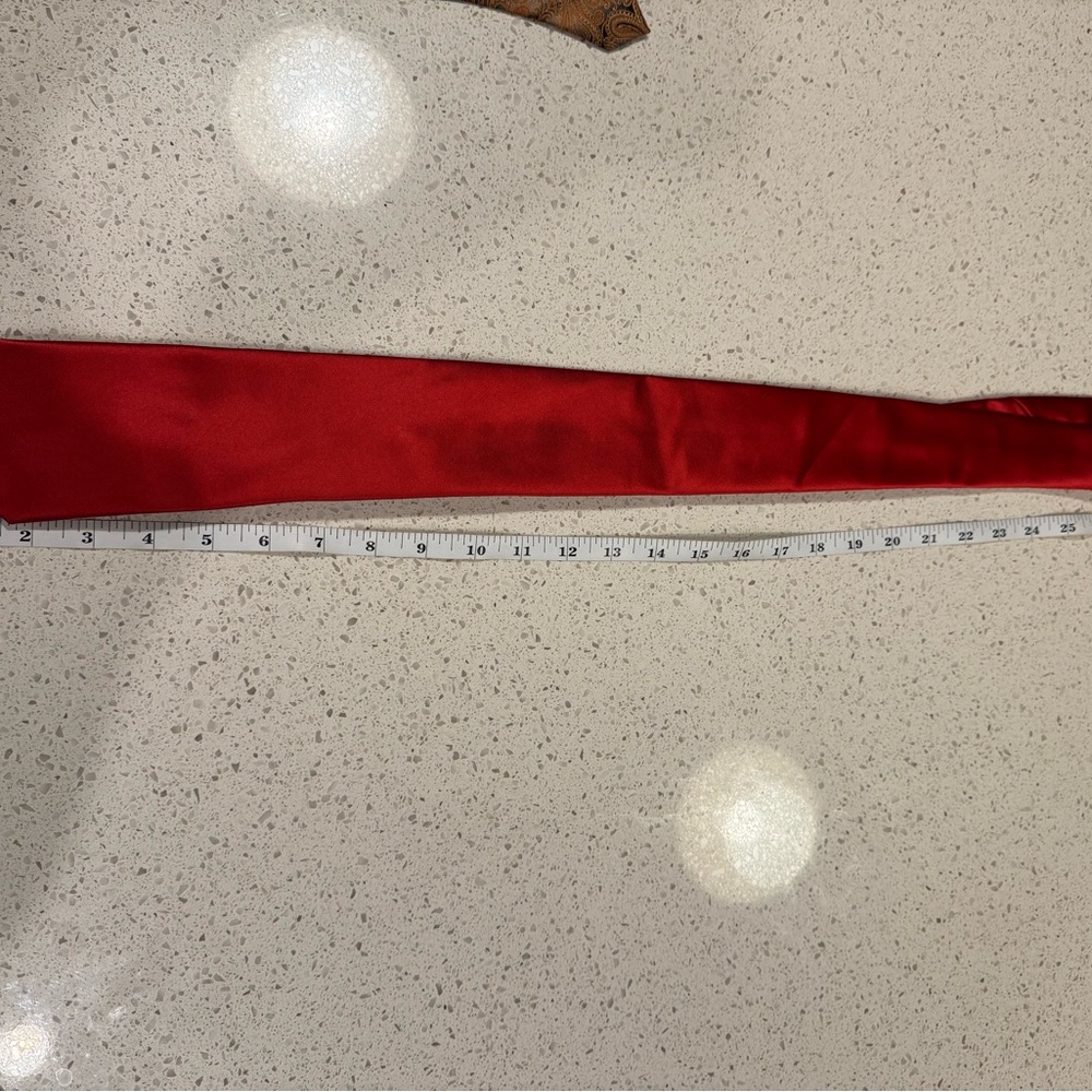 Joseph & Feiss Gold Men’s Standard Adult Elegant Red Polyester Tie - Picture 7 of 9